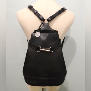 Dooney Bourke Alto Smooth Italian Black Vachetta Leather Pyramid Backpack Purse